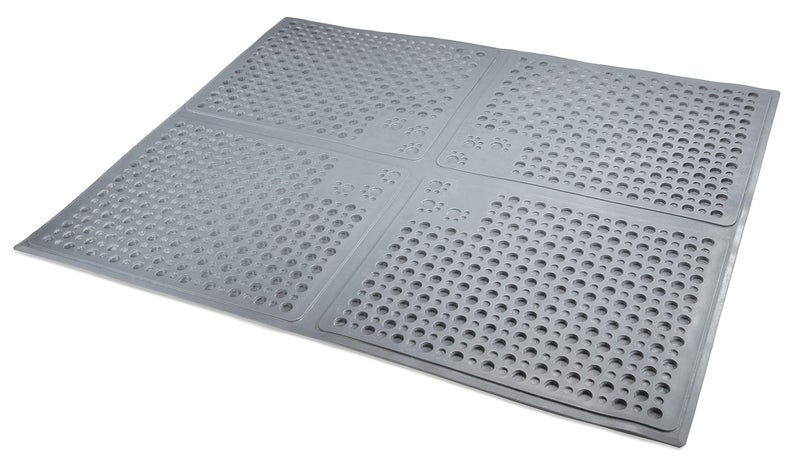 Petlinks Purr-fect Paws Multipurpose Rubber Litter Mat for Cats & Kittens, Helps Control Litter, Easy Clean Up Design - Gray, Large - Image 1